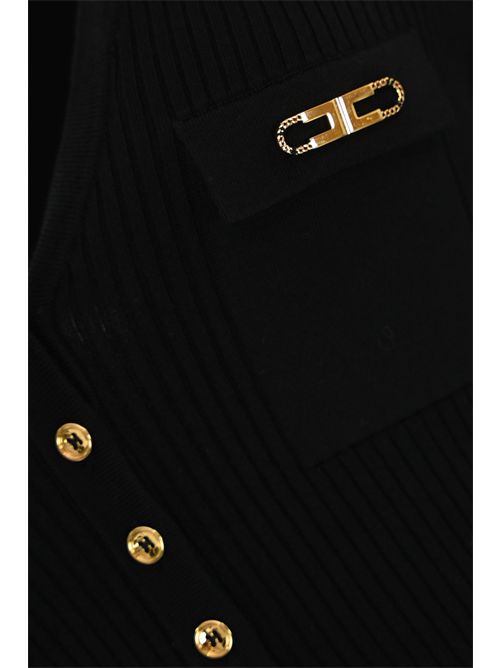 Abito in maglia a costine taschino Nero Elisabetta Franchi | AM10B56E2110
